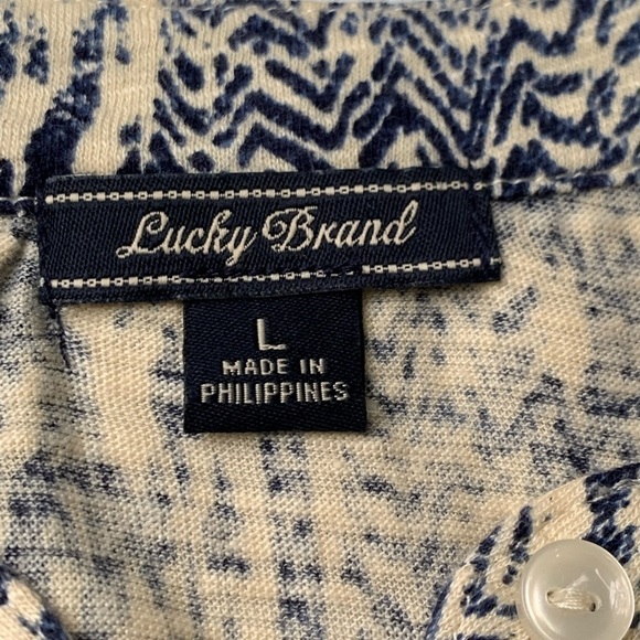 LUCKY Brand Ikat Aztec Print Blue Cream Sleeveless Summer Dress - Picture 8 of 13